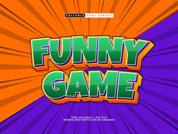 Vector funny game editable comic text effect template