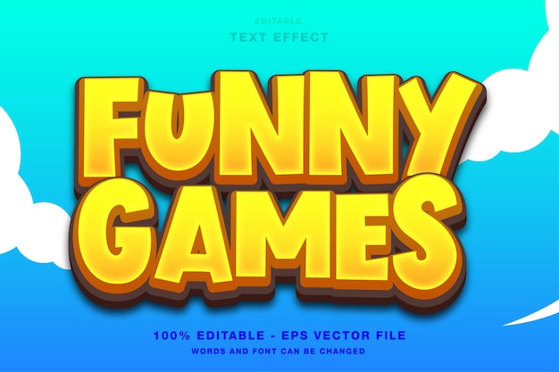 Premium Vector  Funny games 3d text effect