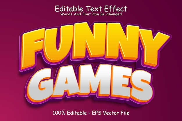 Funny Games Editable Text Effect 3 Dimension Emboss Cartoon Style