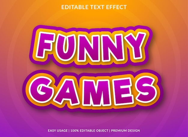 Premium Vector  Funny games text effect editable template premium