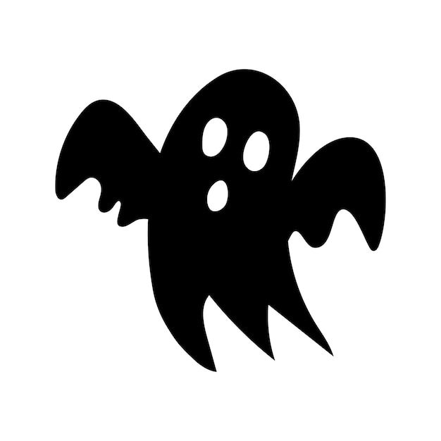 Funny ghost silhouette isolated on white background, traditional Halloween decorative element.