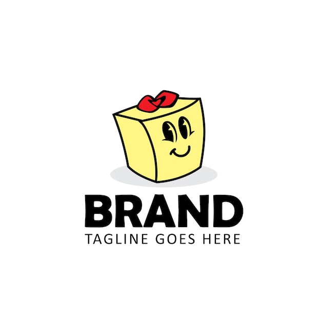 Funny gift box logo design template