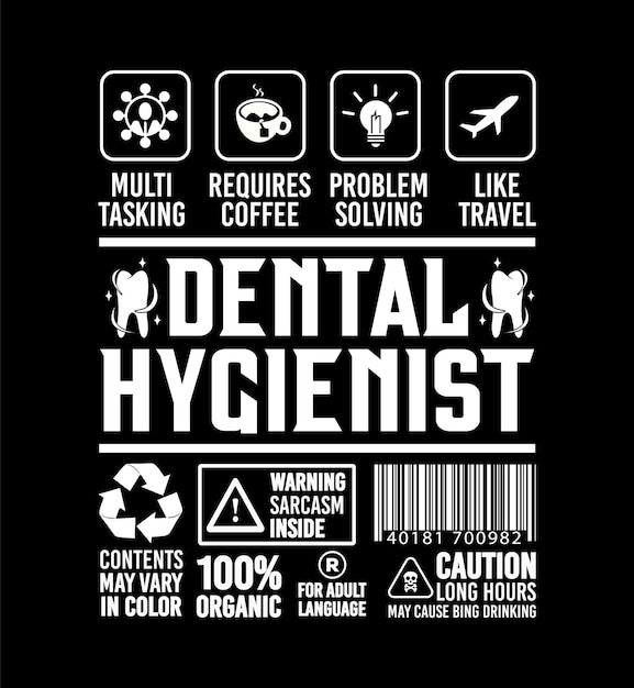 Vector funny gift for dental hygienist job profession illustration and vector t shirt design