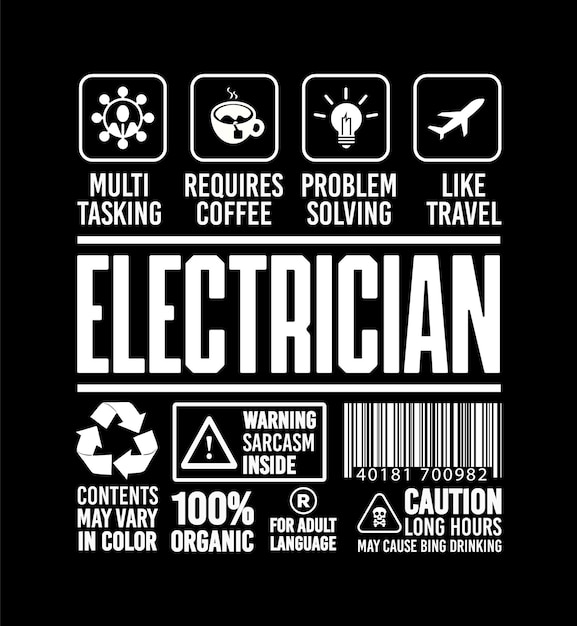 Funny Gift For Electrician Job Profession illustration and Vector T shirt Design