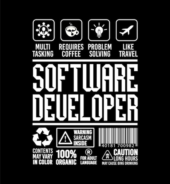 Забавный подарок для разработчика программного обеспечения работа профессия иллюстрация и векторный дизайн футболки