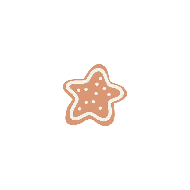 Funny ginger star sticker Gingerbread doodle xmas clipart Vector hand drawn christmas illustration