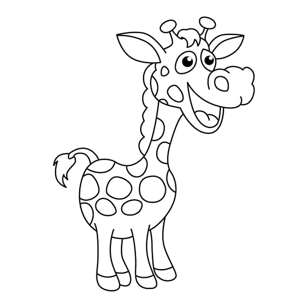 Funny giraffe cartoon characters vector illustration For kids coloring book