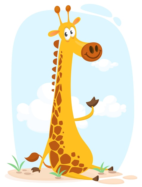 Vector funny giraffe cartoon design vector illustration isolated on white