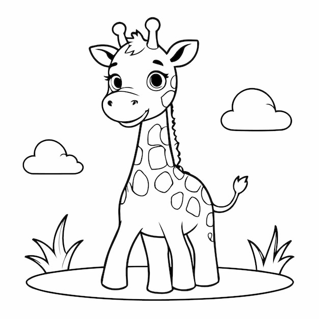 Забавный рисунок жирафа для окрашивания обложки книги