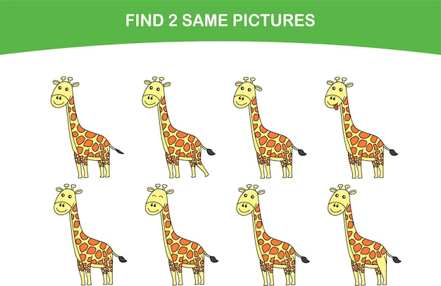 Funny giraffe Find 2 same pictures