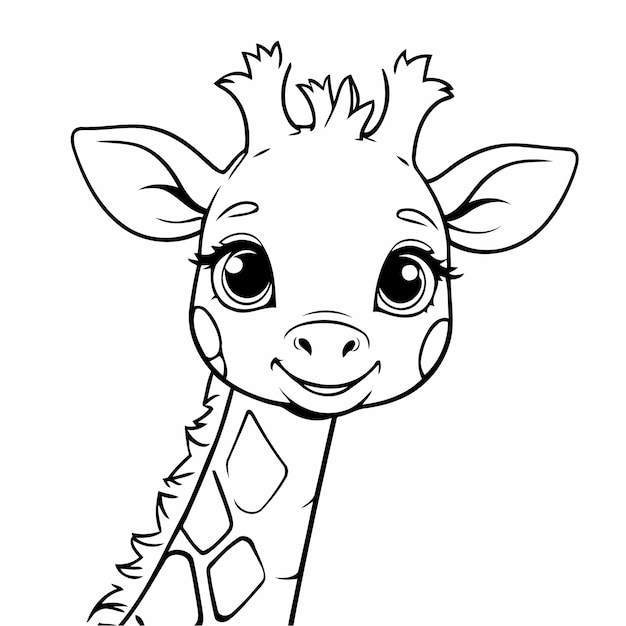 Vector funny giraffe for toddlers colouring page