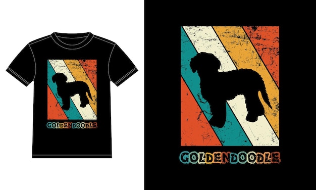 Забавный Goldendoodle Винтаж ретро силуэт заката подарки собака любовник владелец собаки Essential футболка