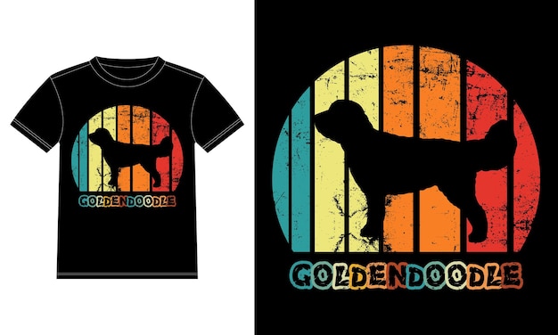 Divertente goldendoodle vintage retro sunset silhouette regali amante dei cani proprietario di cani t-shirt essenziale