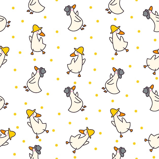 funny goose characters seamless pattern
