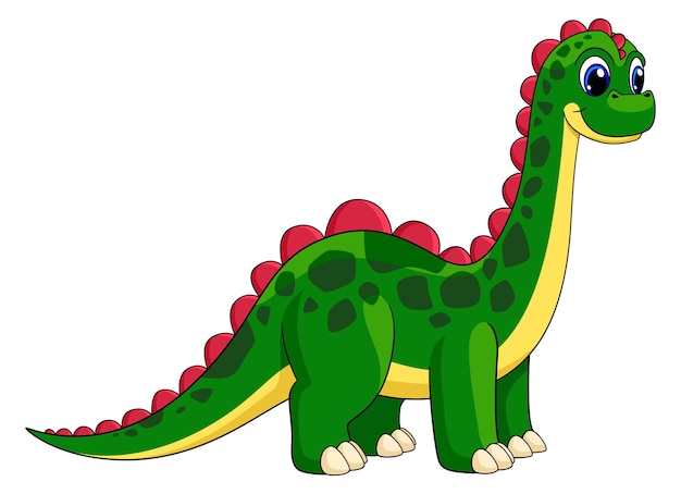 Vector funny green cartoon dinosaur cute baby dino