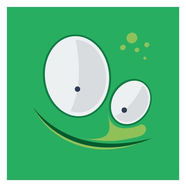 Funny green face square avatar Cartoon emotion icon