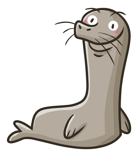 Funny grey seal smiling cartoon illustration