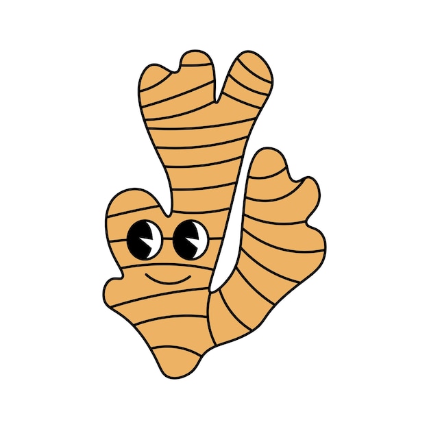 Funny groovy retro clipart ginger root