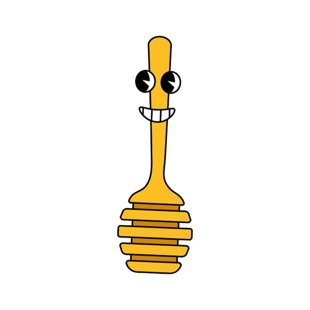 Funny groovy retro clipart honey dipper