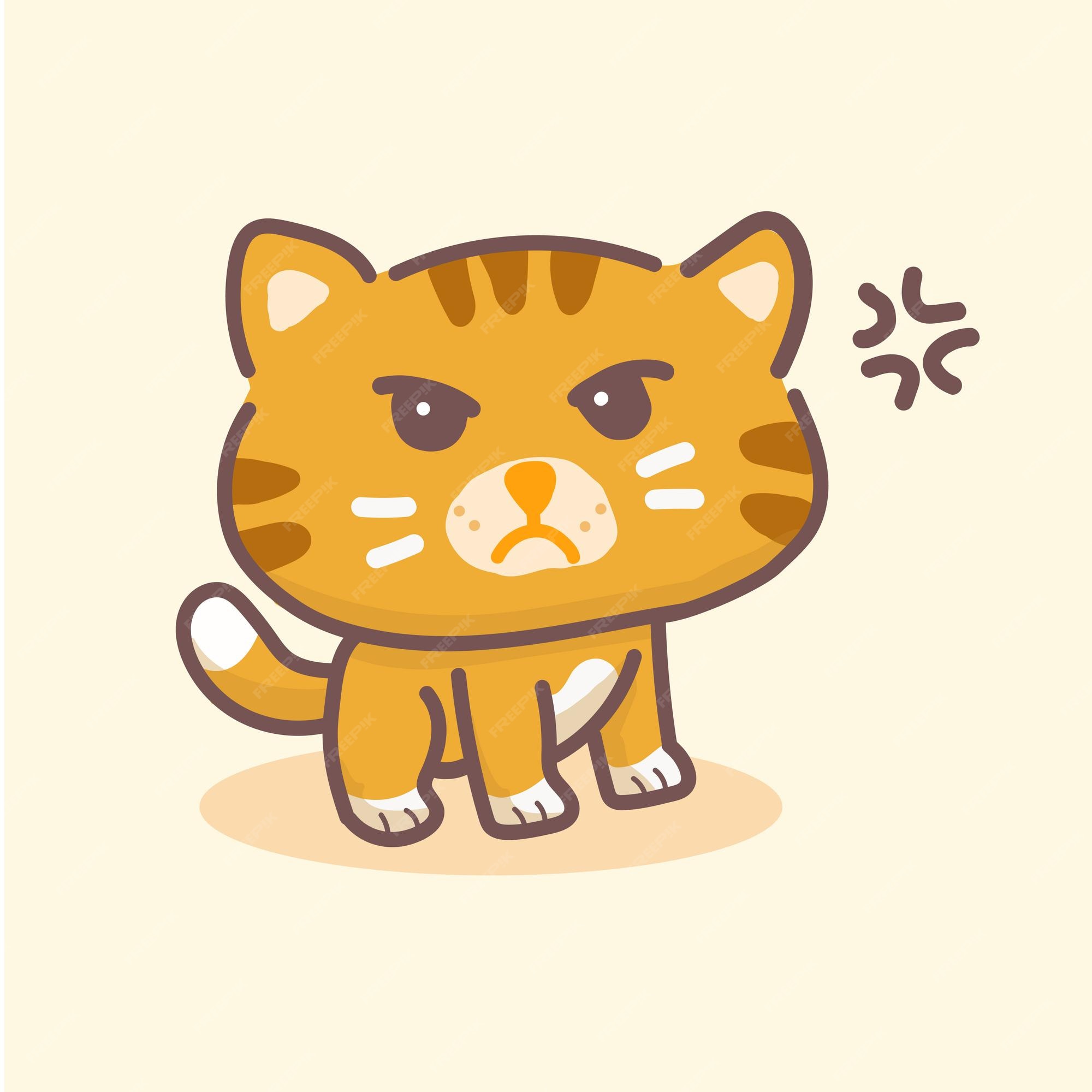 Vector Illustration Keywords: Angry Cat Cartoon Character. Funny