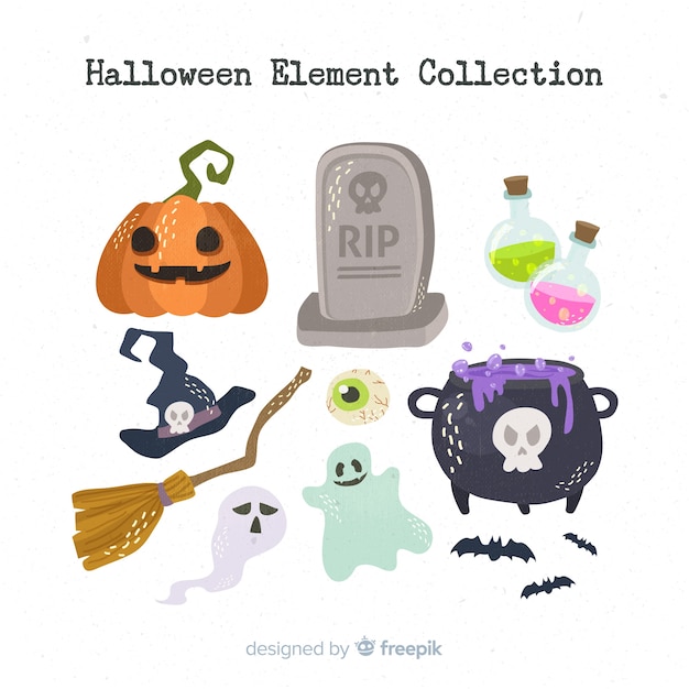 Funny halloween elements collection