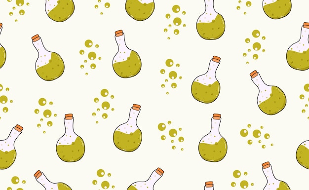 funny halloween seamless pattern in trendy groovy retro 70s style y2k collection cute potion retr