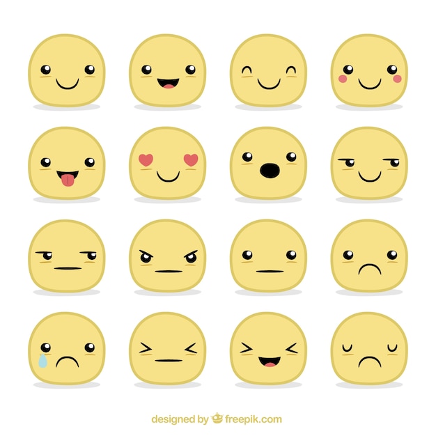 Vector funny hand drawn yellow smileys