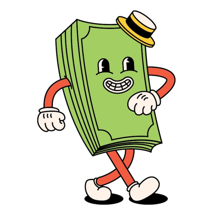 Vector 面白い幸せな漫画ドル 60 年代 70 年代のスタイル ポジティブで良い感じ