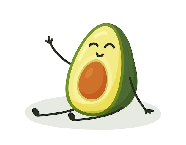 Funny happy cute happy happy smiling avocados vector illustration of an avocado character