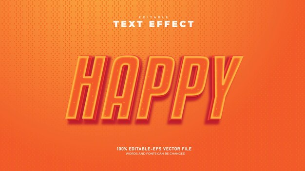 Funny happy Editable 3d text effect premium vector