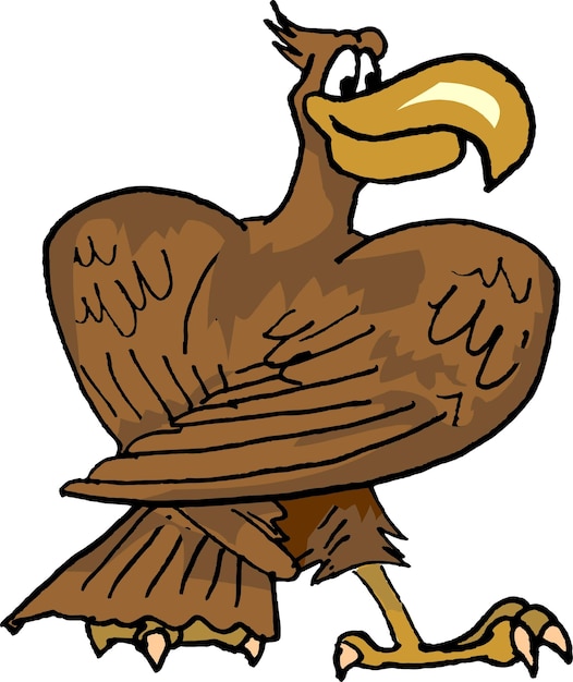 Funny hawk comic handdrawn animal cartoon character vector illustration