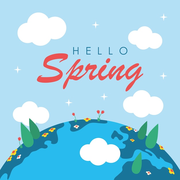 Funny hello spring poster template