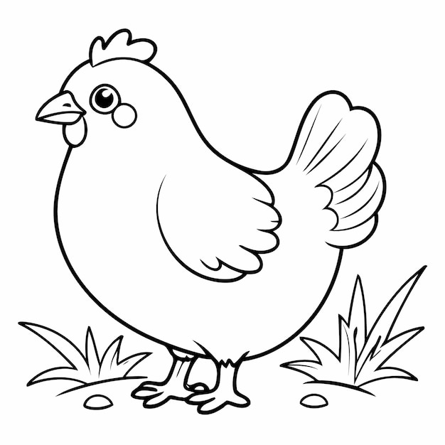 Vector funny hen for kids coloring book