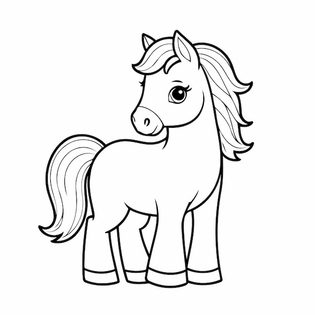 Vector funny horse hand drawn for kids coloring page