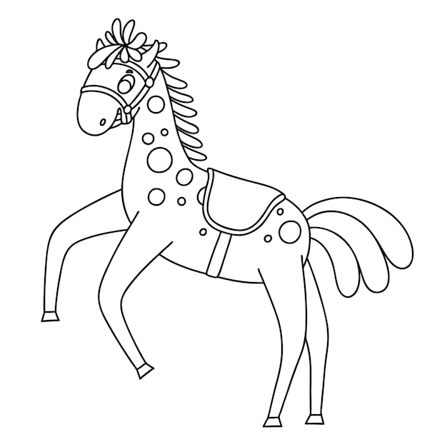 Funny horse outline vector illustration for children creativity coloring pages for kids