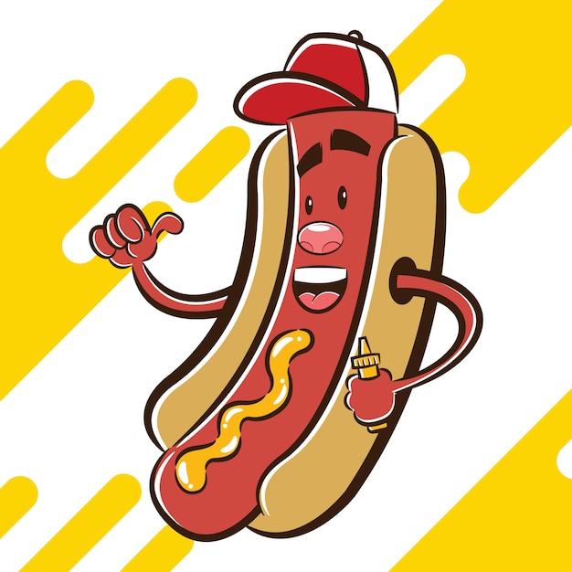 Funny hot dog character design