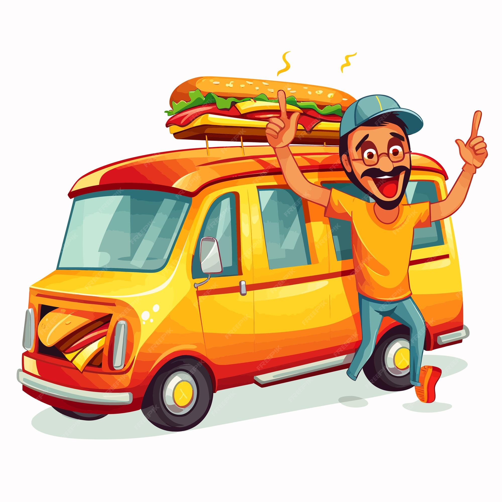 Premium Vector Funny Hot Dog Van Driven By A Man Cheering premium-vector-funny-hot-dog-van-driven-by-a-man-cheering