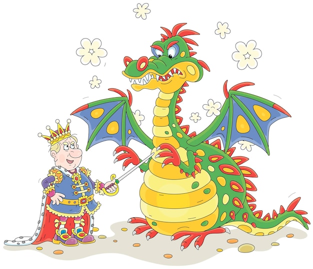 Funny hungry firebreathing dragon and an angry king of a fairytale kingdom met to sort things out