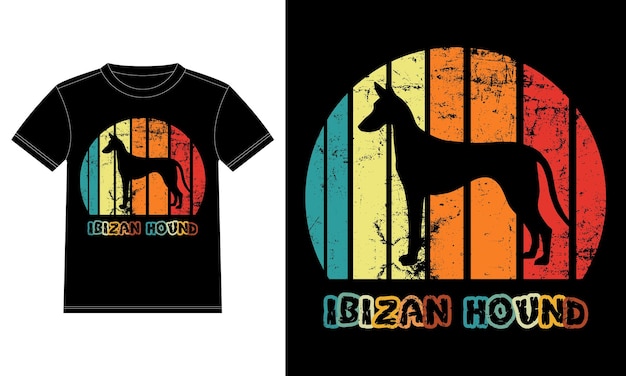 Divertente ibizan hound vintage retro sunset silhouette regali amante del cane proprietario del cane maglietta essenziale