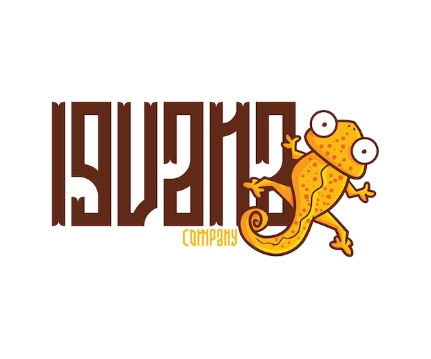 Funny iguana company logo template