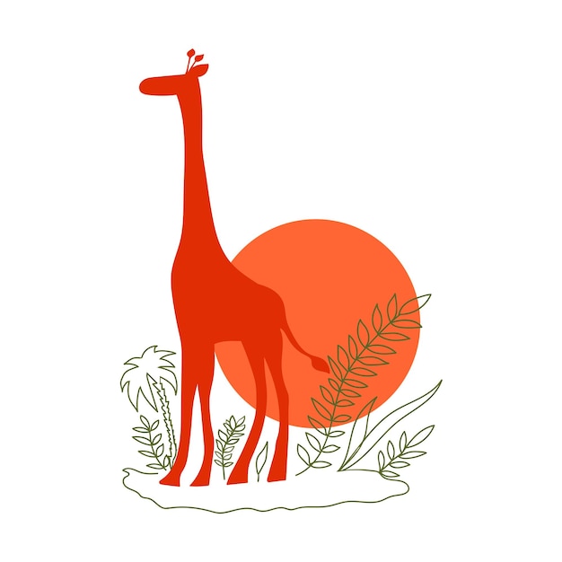 Funny illustration of giraffe silhouette