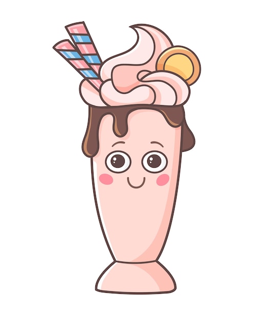 Funny illustration with cute milkshake