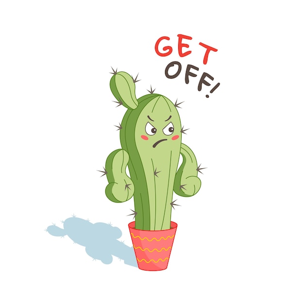 funny image of a cactus in a pot which is very angry