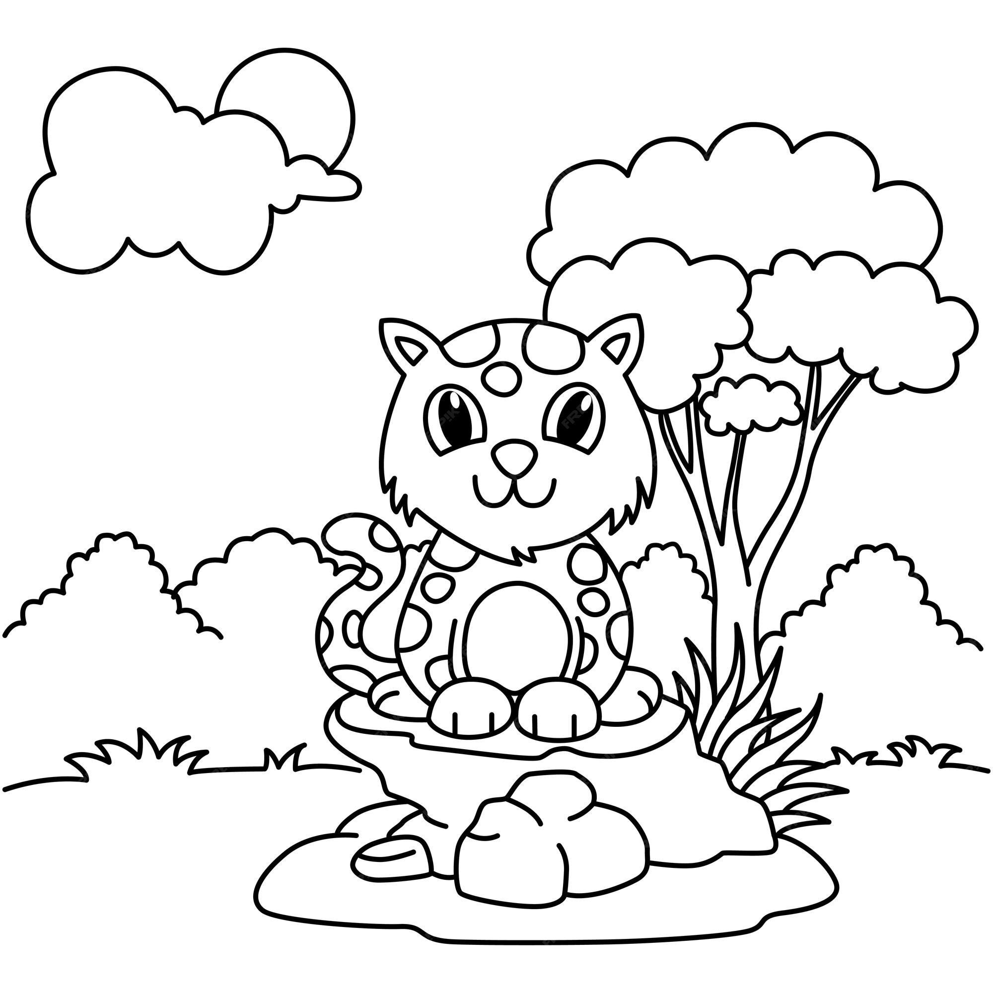 Premium Vector | Funny jaguar cat cartoon characters vector