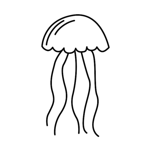 Забавная медуза в ручном рисунке каракули сюле милое подводное животное векторная иллюстрация