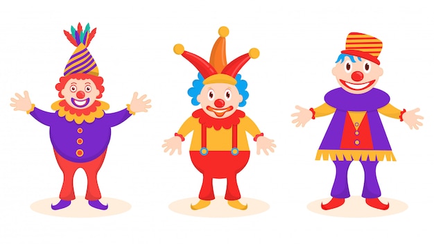 Vector funny jester character set in different poses.