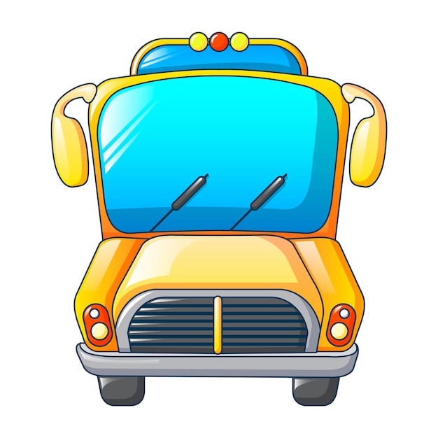 Funny kid school bus icon cartoon of funny kid school bus vector icon for web design isolated on white background