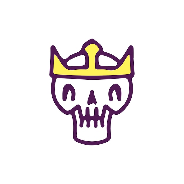 Funny king skull head, illustration for t-shirt, sticker.