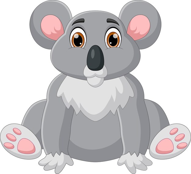 Vector funny koala cartoon on white background