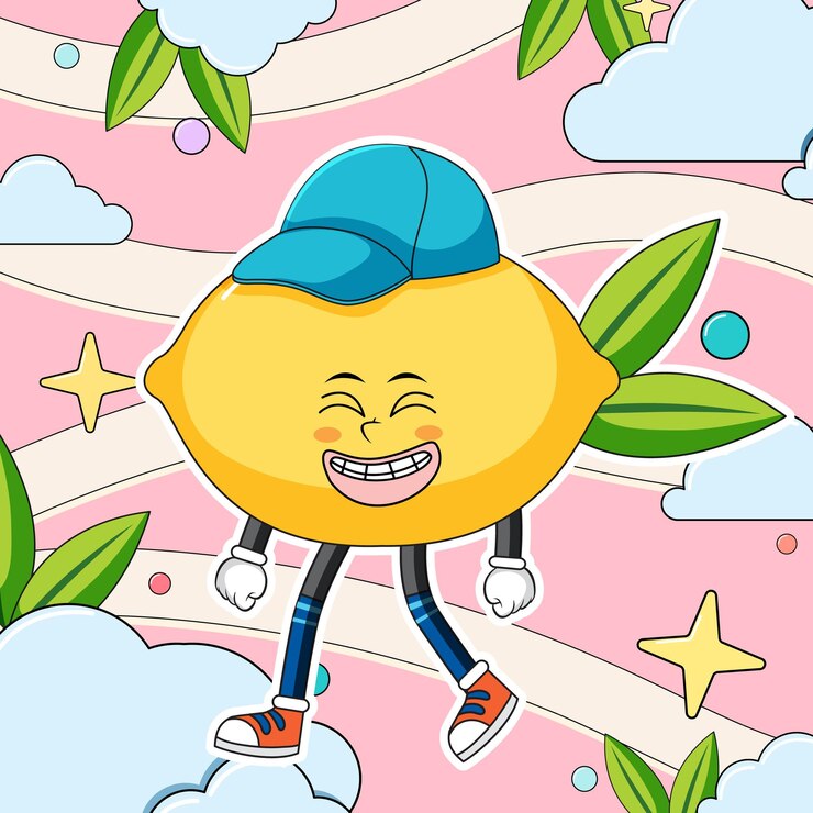 Vector funny lemon cartoon character